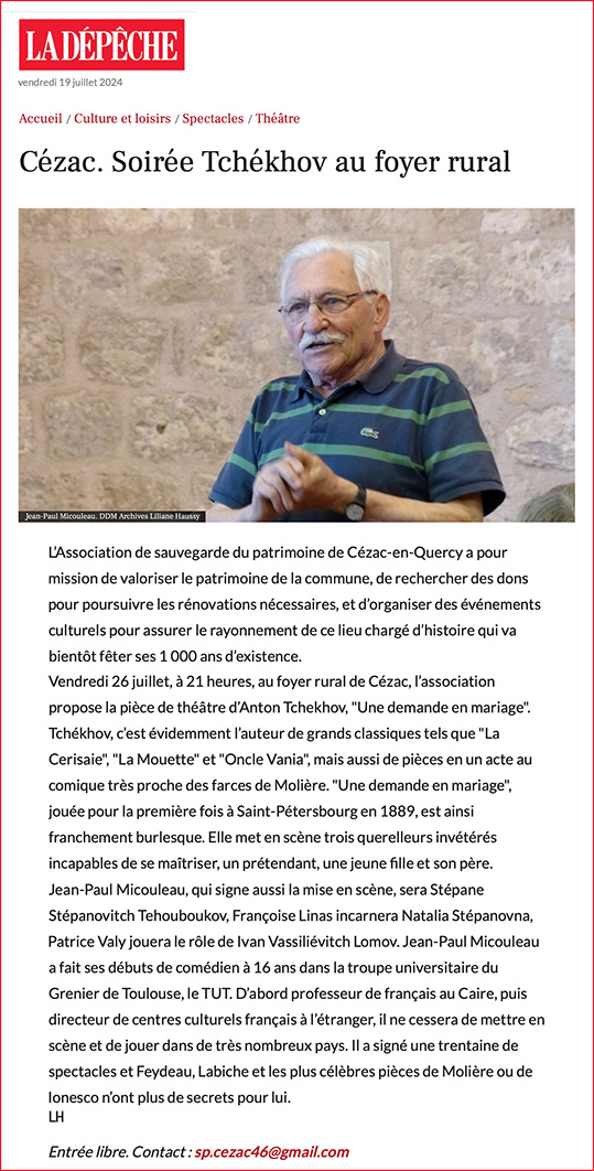 la-depeche-lot-19-juil-2024-liliane-haussy-46170-cezac en quercy